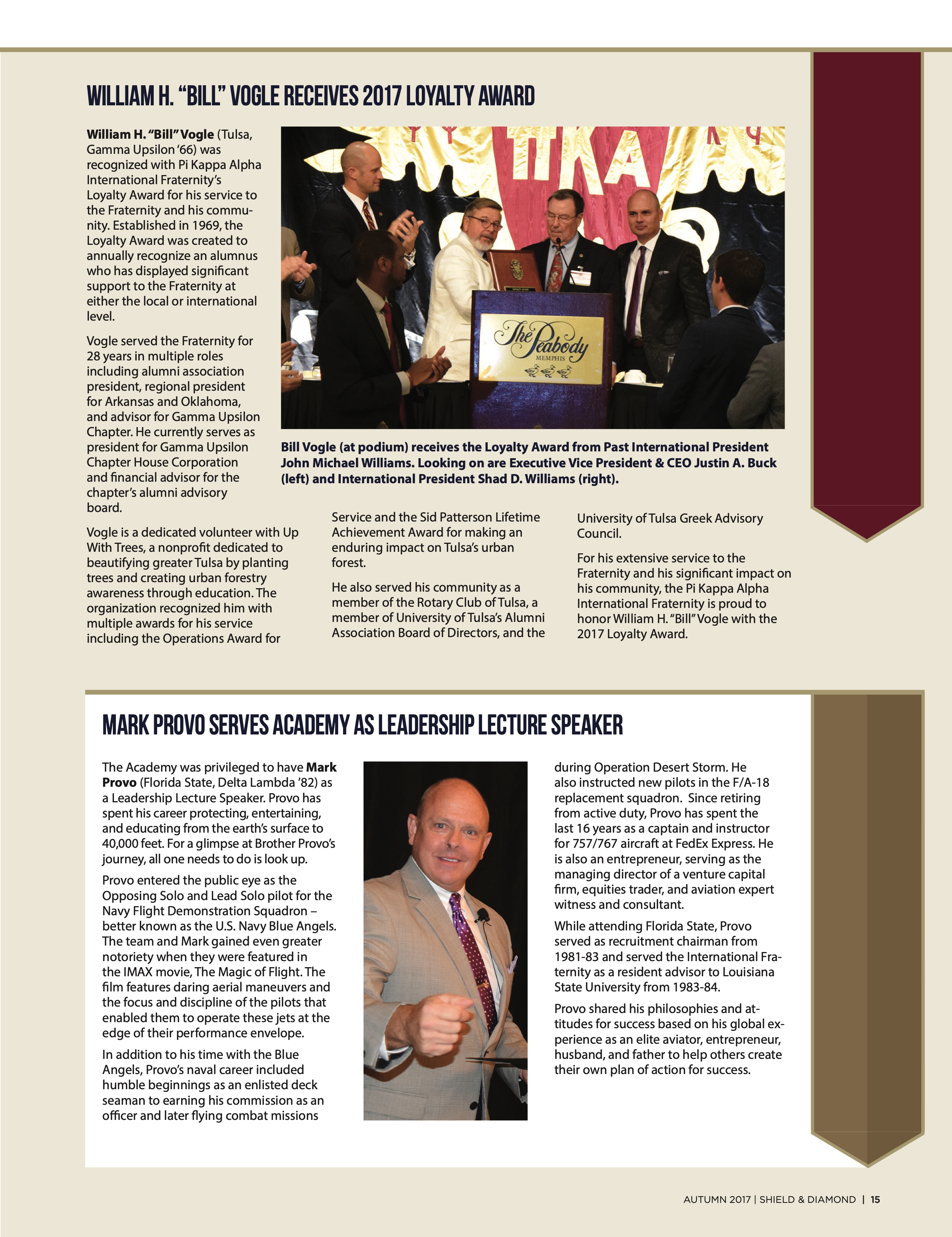 Mark Provo Serves Academy as Leadership Lecture Speaker